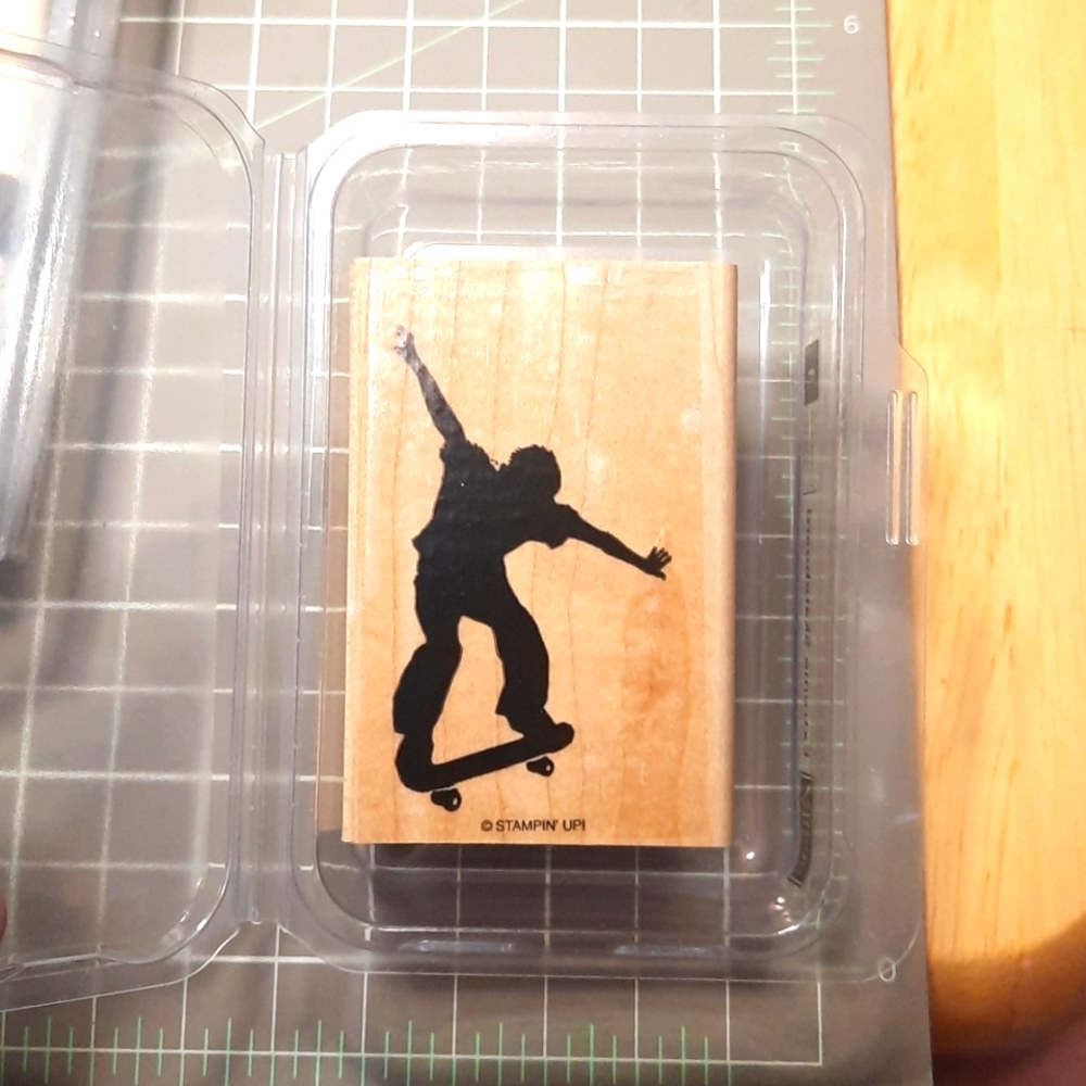 Extreme Skateboard wood mounted rubber stamp